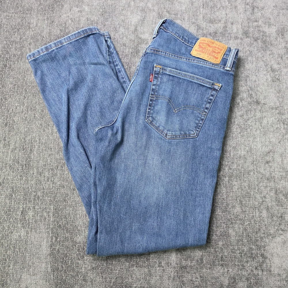 Levis 559 Jeans Mens 33x34 Relaxed Fit Straight Leg Stretch Denim Medium Wash